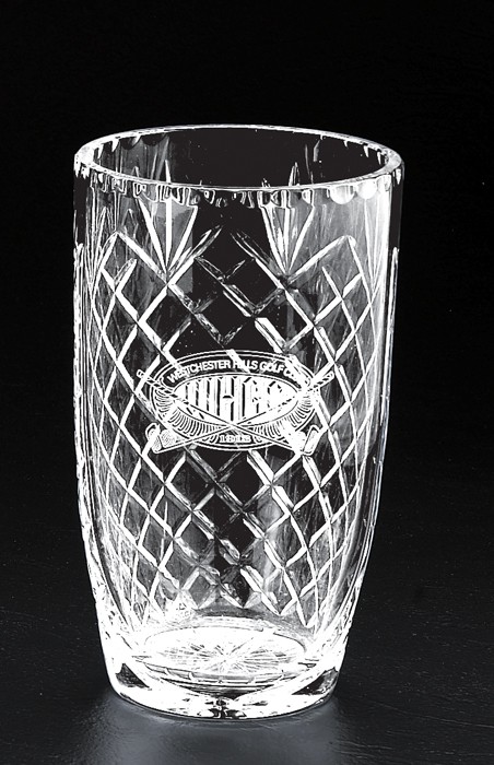 Etched full lead cut crystal vase - 7 3/4"