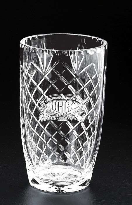 Etched full lead cut crystal vase - 8 1/2" ht.