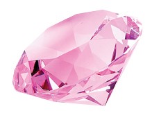 Etched pink optic crystal paperweight in satin lined gift box - 3 1/4" dia.