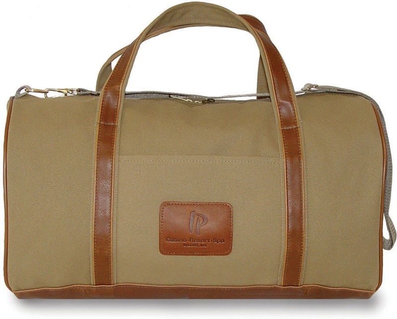 Club duffel in ballistic nylon & vintage leatherette accents with shoulder strap & leatherette bottom - 20" x 11" x 10"