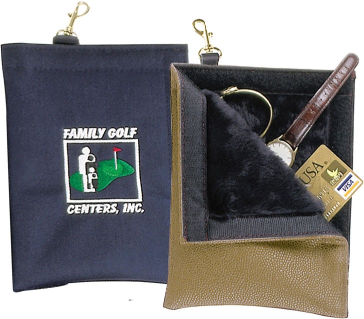 Valuables bag in 18 oz. canvas-fleece lined with clip attachment & velcro closure - 7" x 9"
