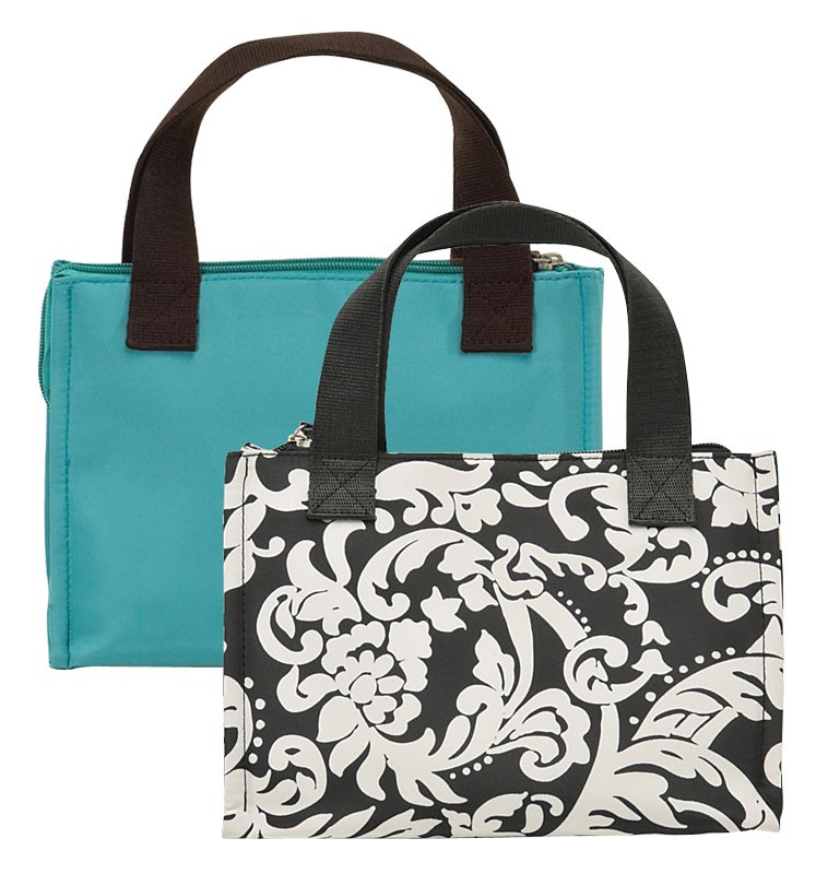Microfiber insulated zippered lunch bag - 9 3/4” w. x 8” ht.