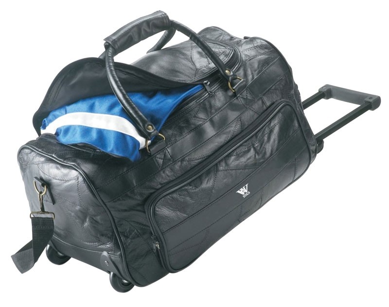 Heather gray 600 denier polycanvas duffel bag with 2 zippered side pockets