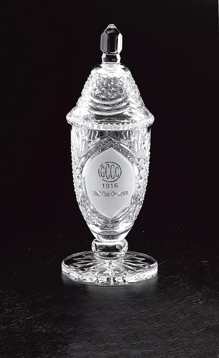 Etched Irish crystal trophy cup & lid - Multiple Sizes Available