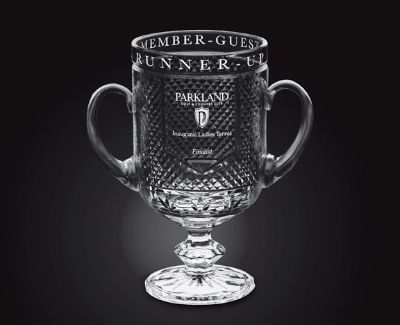 Etched full lead diamond cut crystal trophy cup - Multiple Sizes Available