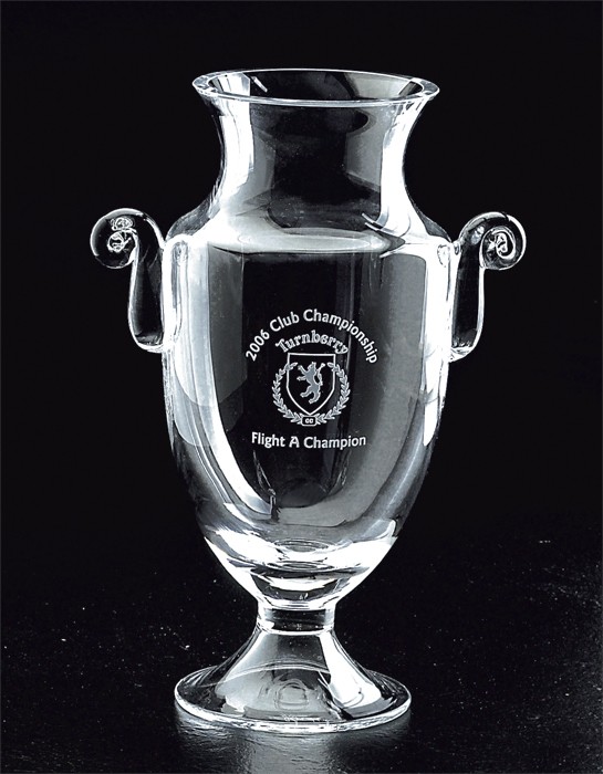 Etched crystal trophy vase - Multiple Sizes Available