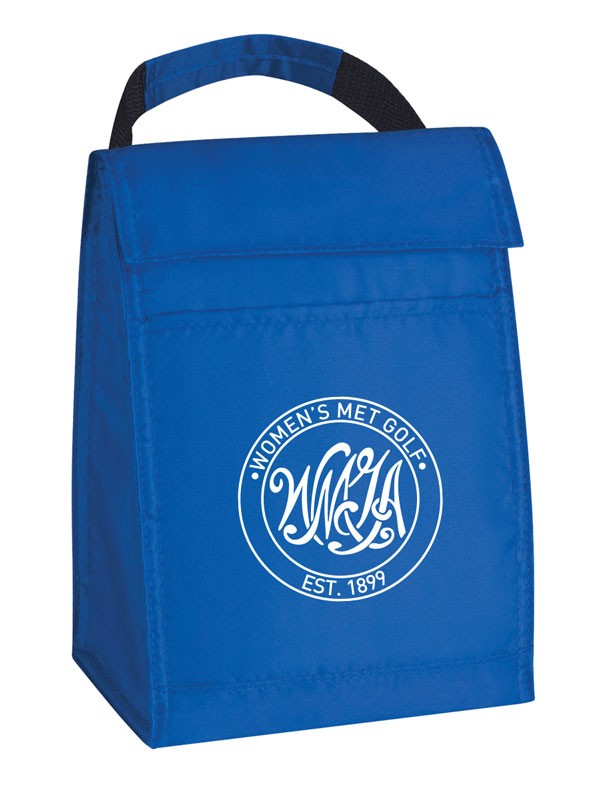 210 Denier poly insulated lunch bag with velcro closure & web handle - 6 7/8" w. x 9 1/2" ht.