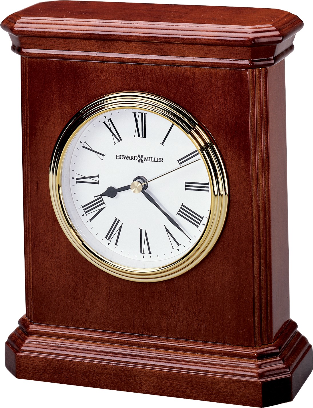 Cherry wood clock with brass accents