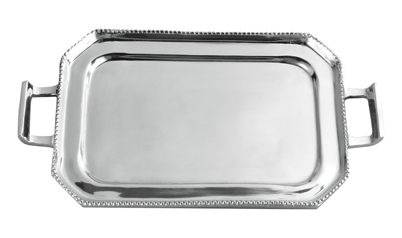 Aluminum rectangular beaded tray - food & oven safe - 15 1/2" x 10 1/2"