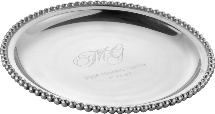 Aluminum beaded round tray -food & oven safe- 9 1/2"