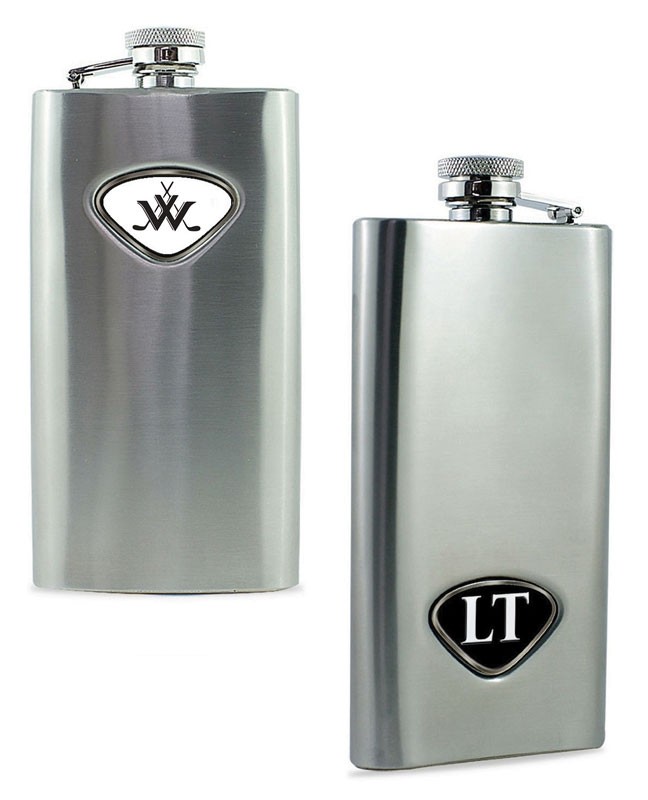 Stainless steel 7 oz. flask with 2 medallions