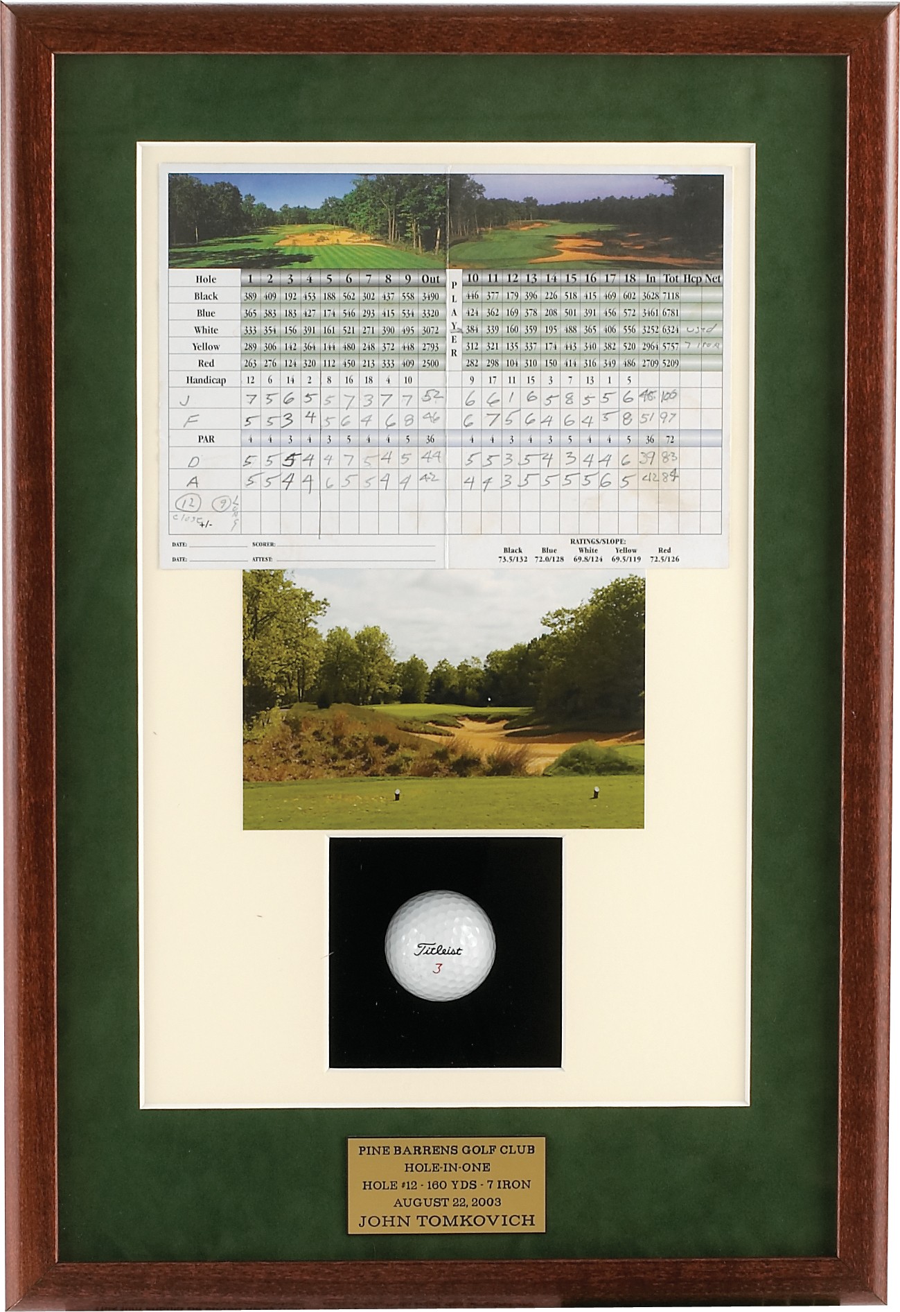 Rosewood hole-in-one shadow box-holds photo, ball and scorecard