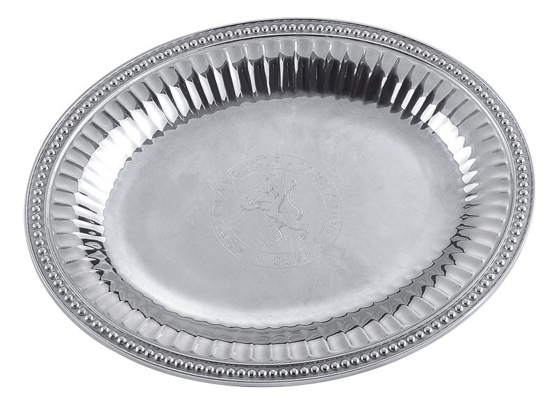 Wilton Armetale oven to table oval platter with beaded trim - 15 1/2” w.
