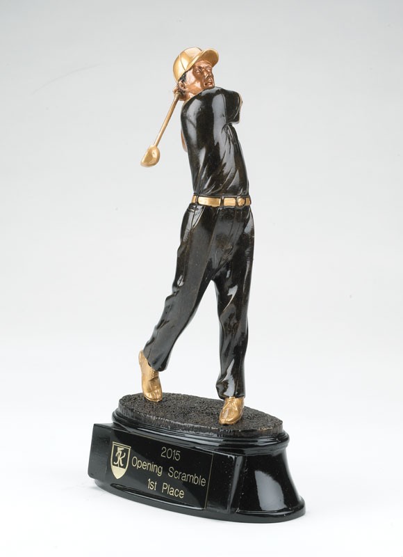 Black & gold resin male golf sculpture - 8 1/2" ht.