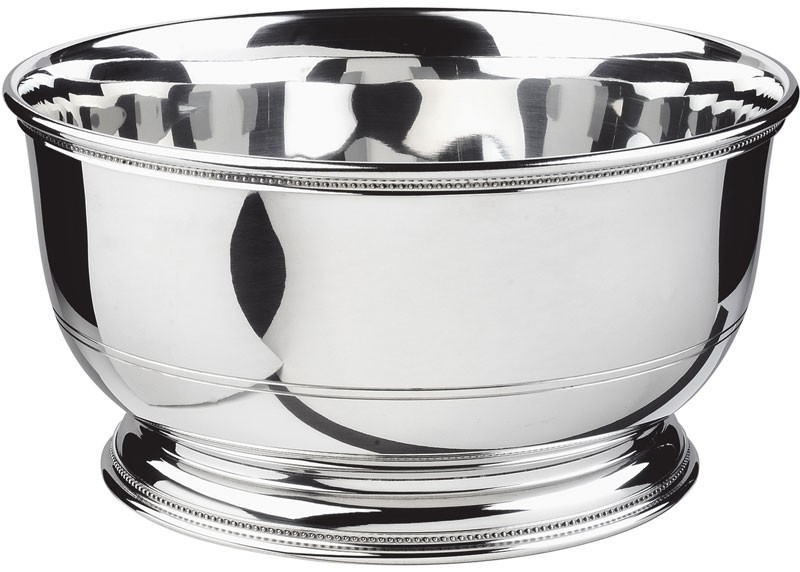 Pewter revere bowl with beaded design - 7 1/2" d.