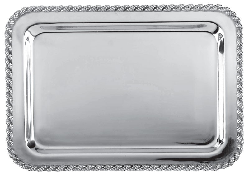 Pewter rectangular tray with rope design on border - 14 1/2" x 10 3/4"