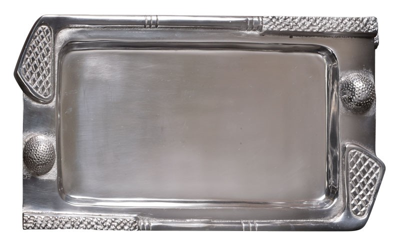 Metal serving tray with golf design - 8 1/4" l. x 5 1/4" w.