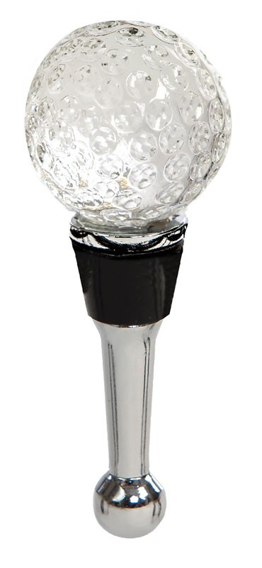 Crystal golf ball bottle stopper