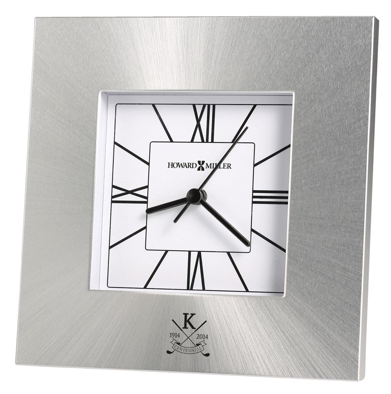 Aluminum tabletop clock with quartz movement - 6 1/4" x 6 1/4"