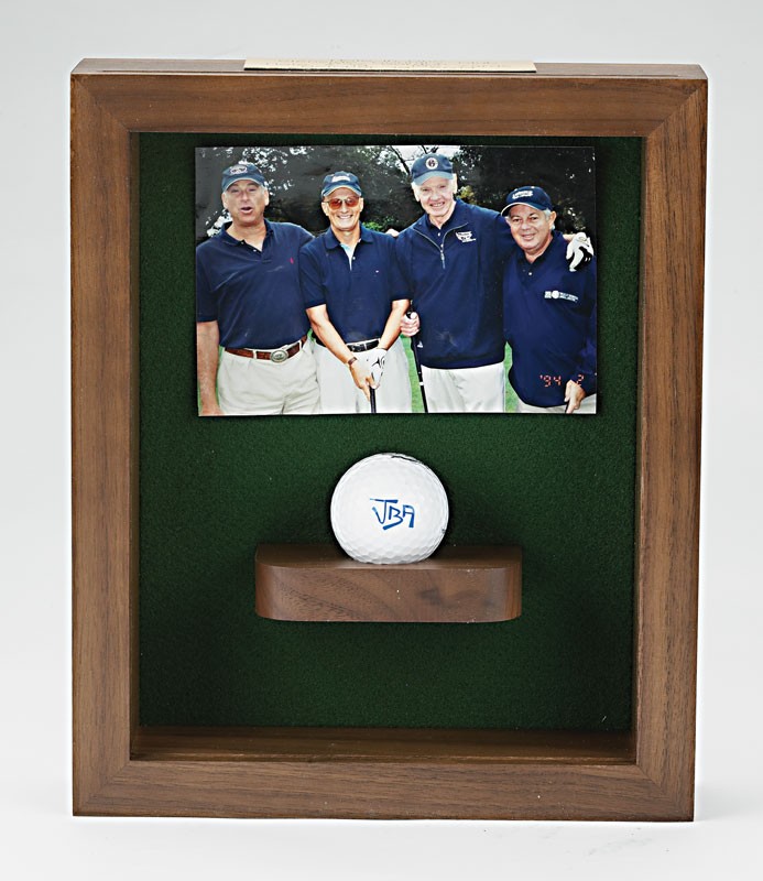 Walnut hole-in-one shadow box holds 4" x 6" photo & ball - 10 1/2" x 8 3/4" 