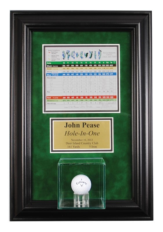 Wall mounted wood & glass hole-in-one display case - 14” x 19”