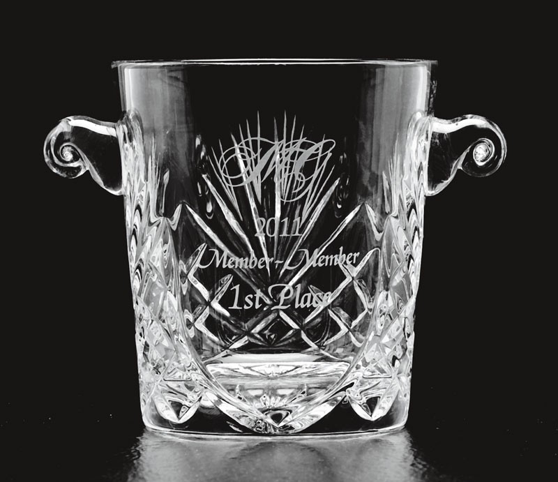 Etched full lead cut crystal ice bucket - 9 1/4" ht.