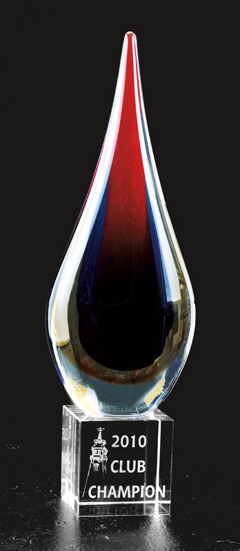 Etched crystal flame on crystal base - 16" ht.