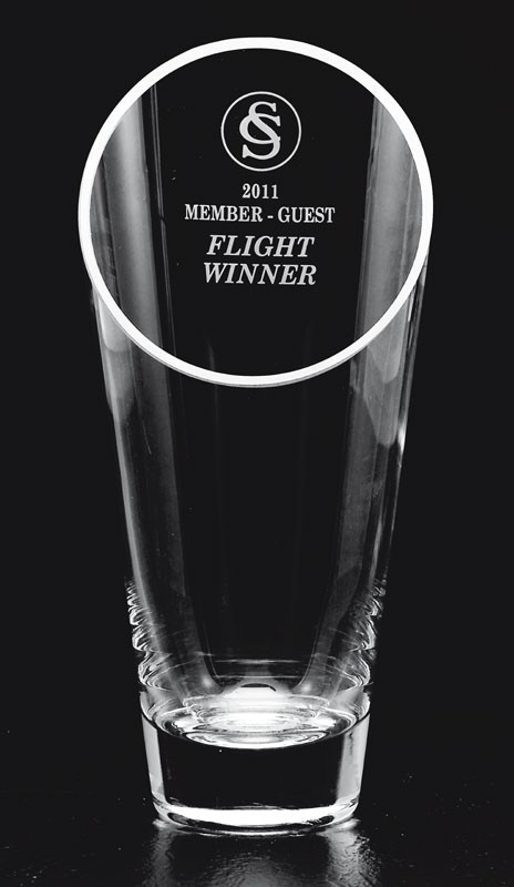 Etched handblown non-lead crystal vase - 11 1/2" ht.