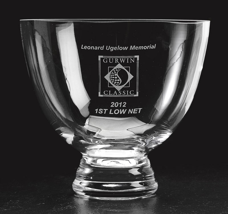 Etched non-lead crystal bowl on pedestal base - 9 1/2" d.