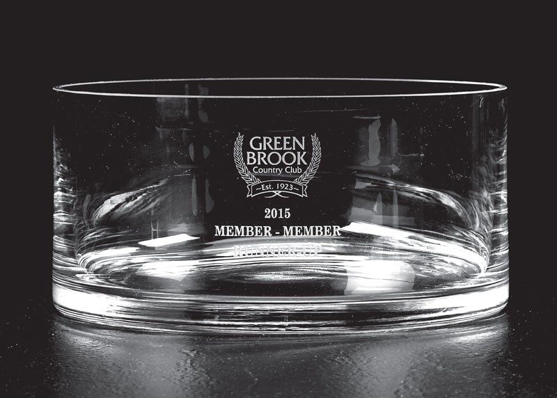 Etched lead-free mouth blown straight-sided crystal bowl - 10" dia.