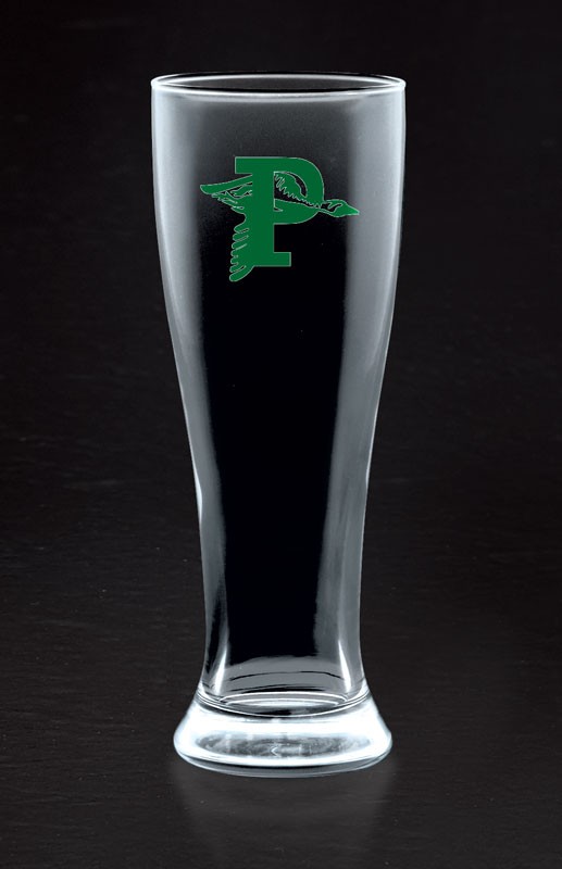 Boxed set of 2 16 oz satin etched or imprinted pilsner glasses - 8" ht.