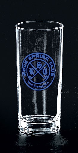 Boxed set of 2 satin etched or imprinted highball glasses - 15 oz. - 5 1/2" ht.