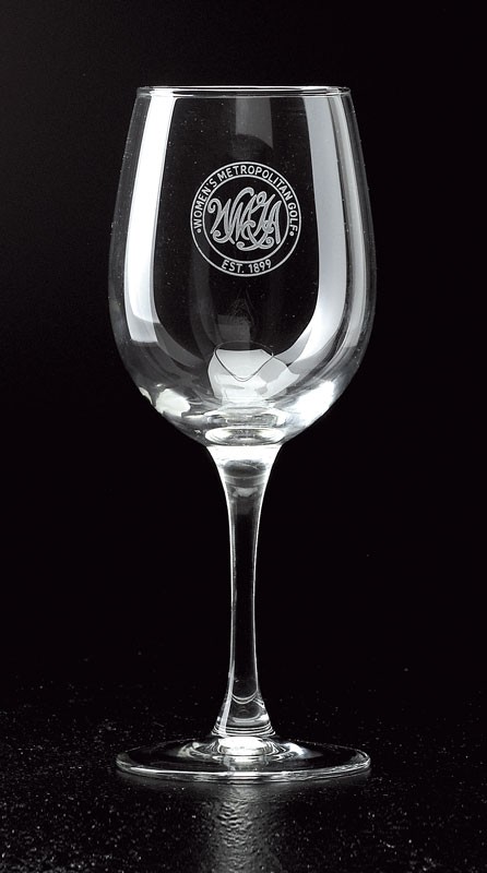 Boxed set of 4 etched white wine glasses - 12 oz. - 8" ht.
