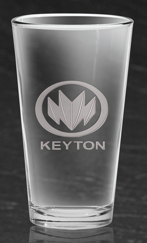 Boxed set of 4 etched microbrew glasses - 16 oz. - 5 3/4” ht.