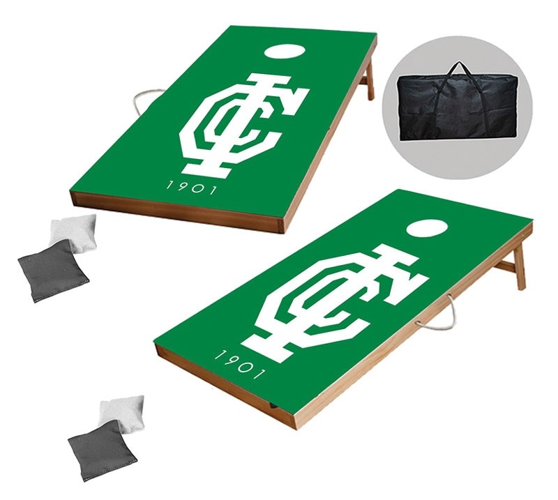 Regulation size wood cornhole set including case and bean bags & custom decoration - 24"x 48"