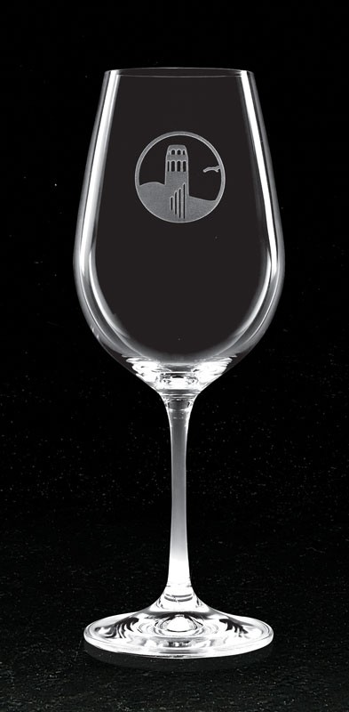 Boxed set of 2 etched wine glasses - 15 1/4" - 9 1/4" ht.