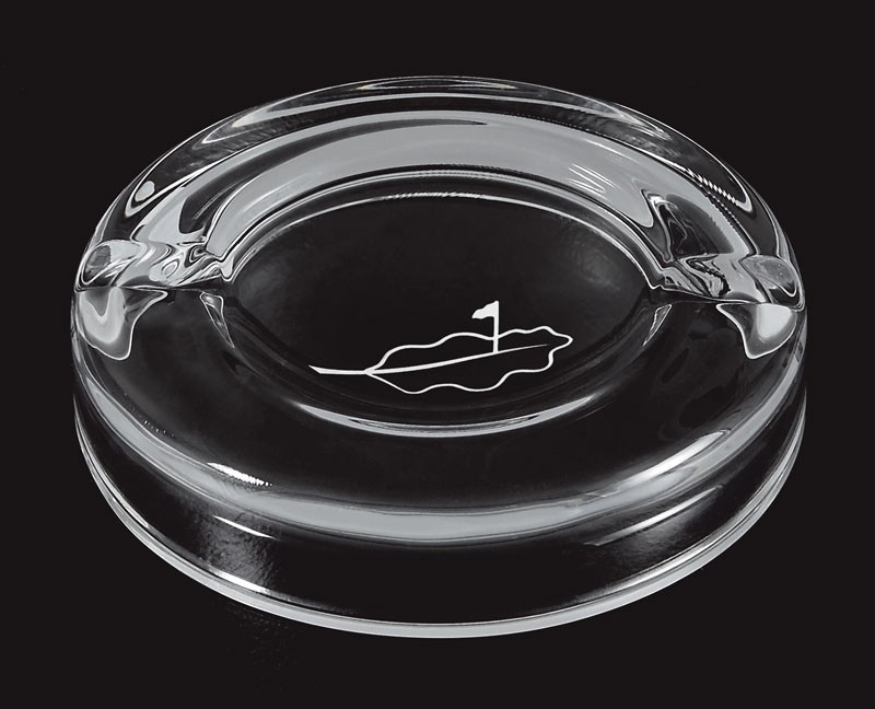 Etched heavy glass ashtray - 7 1/4" dia.