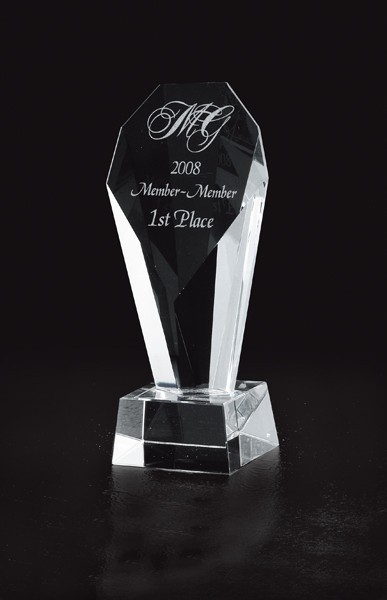 Etched optic crystal award - 7 1/4"