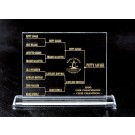 Etched crystal tournament draw sheet for 16 players - 12" w. x 10" ht.