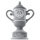 Grey & ivory ceramic trophy cup with custom logo & copy - 14" ht.