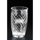 Etched full lead cut crystal vase - 10" ht.