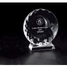 Etched optic crystal plate with glass stand-6 3/4" dia. - Multiple Sizes Available