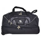 Ballistic nylon rolling duffel with drop bottom lower compartment & 2 front pockets - 22" x 10" x 12"