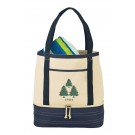 Cotton insulated tote - includes insulated cooler at the bottom that holds 10 cans - 14 3/4" l. x 16 1/2’ h. x 6 1/2" w.