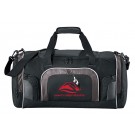 600 Denier black duffle bag with 4 zippered pockets & rear shoe pocket - 10” x 22"