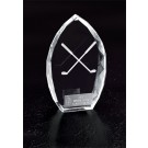 Optic crystal trophy point award with etched cross golf clubs