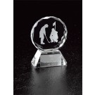 Optic crystal round award with etched mixed couples - Multiple Sizes Available