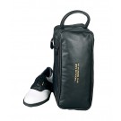 Black 600 denier polyester shoe bag with 2 compartments and black hardware 