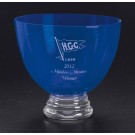 Etched cobalt blue crystal bowl - 9 3/4" dia.