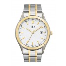 Men’s stainless steel & gold watch with date calendar - Includes 1 color imprint